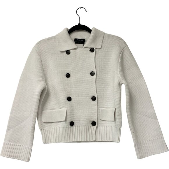 Massimo Dutti Women Sweater S Small White Double Breasted Cardigan 5772/678 NWT - Picture 2 of 8